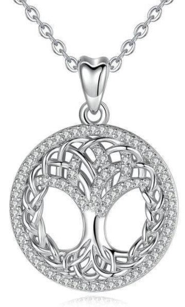 Pendentif Arbre de Vie Argent et Cristal - Bijou d'Élégance et Symbolisme
