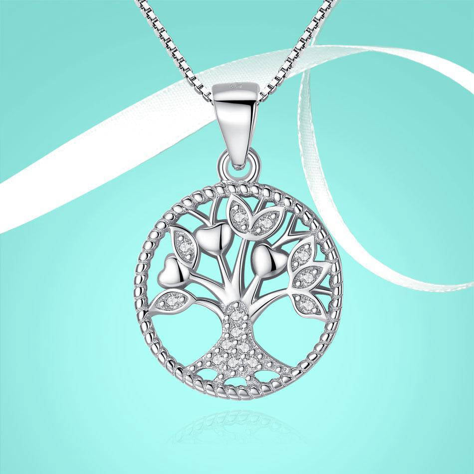 Pendentif Arbre de Vie Cœur en Argent Massif