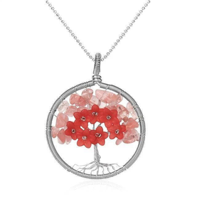 Collier Arbre de Vie avec Pierre Naturelle