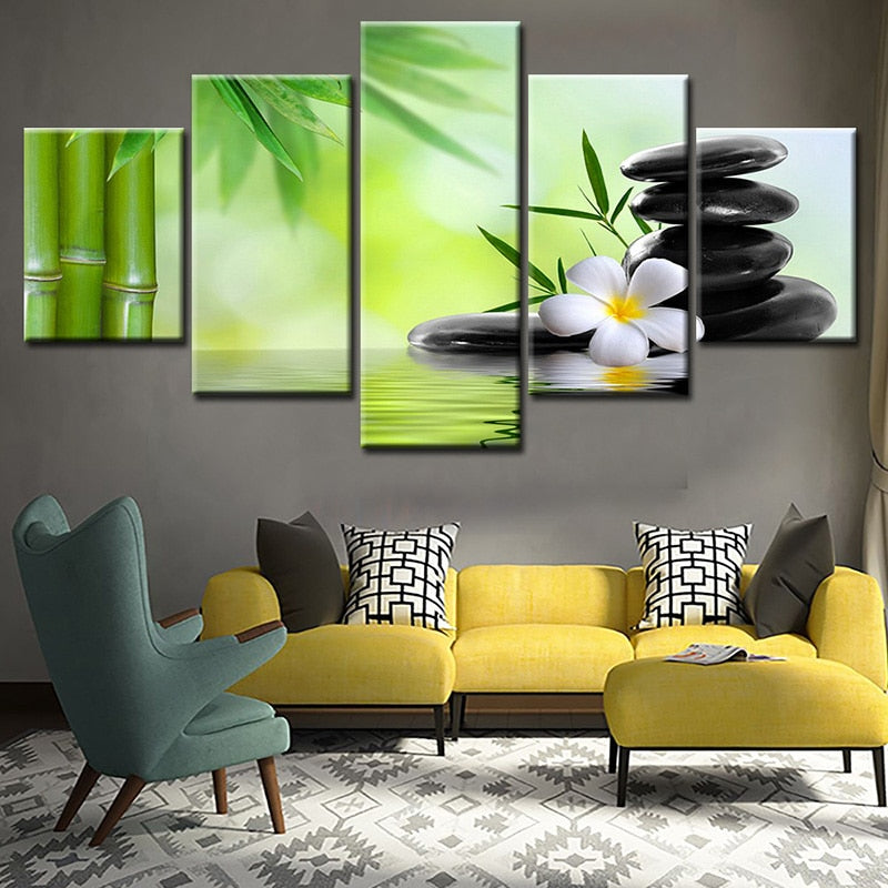 Tableau Zen Bamboo et Galets - Œuvre d'Art pour la Sérénité