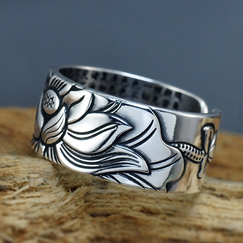 Bague Argent Lotus Anti-Stress