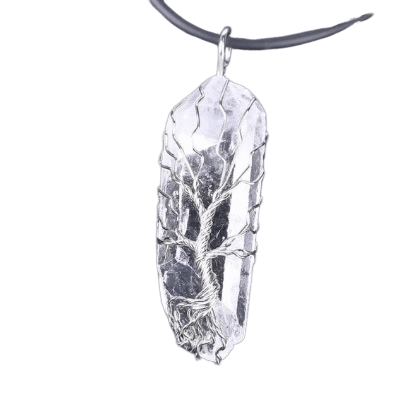 Collier Arbre Vie Cristal Roche - Élégance Spirituelle