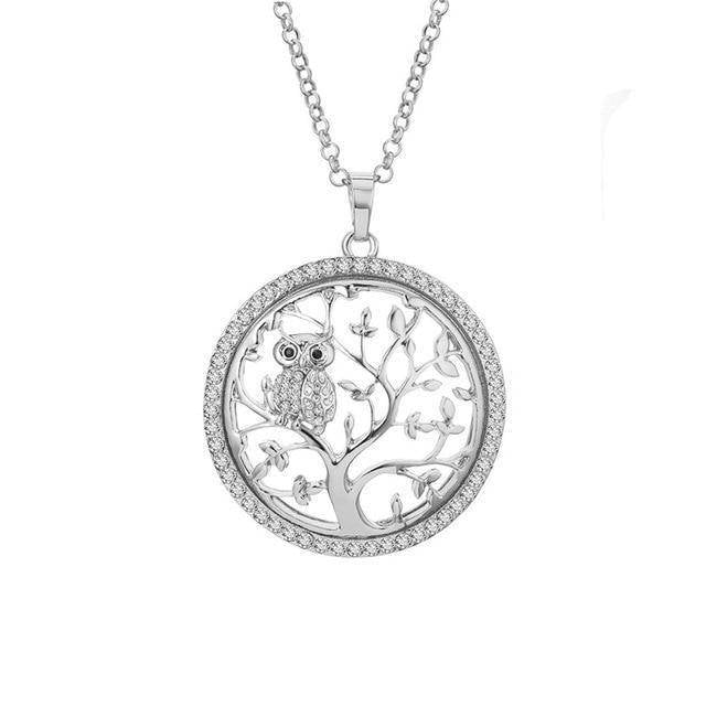 Collier Arbre de Vie Chouette Dorée