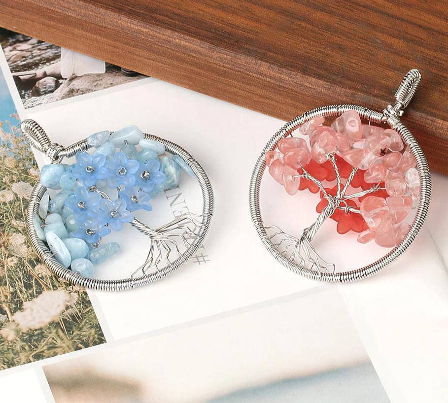 Collier Arbre de Vie avec Pierre Naturelle
