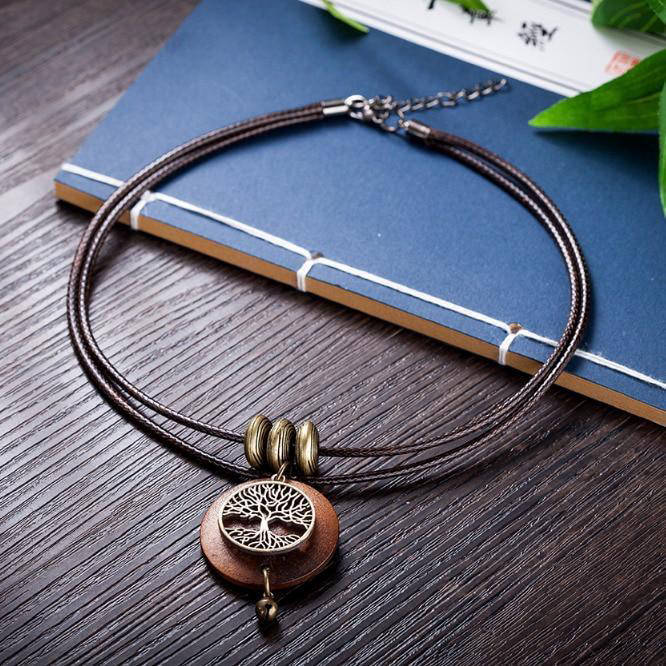 Collier Arbre de Vie en Bois Naturel