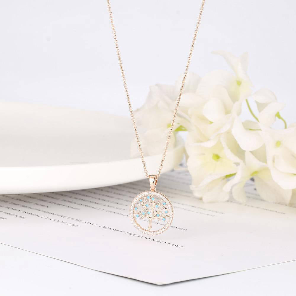 Collier Arbre de Vie Or et Bleu Intemporel