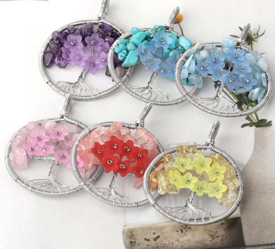 Collier Arbre de Vie avec Pierre Naturelle