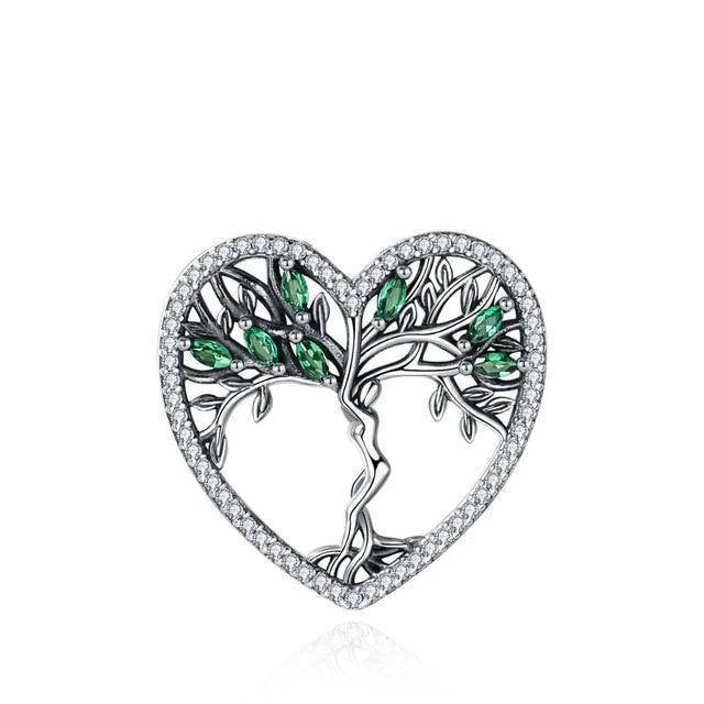 Collier Arbre de Vie : Cœur d’Émeraude en Argent Massif - Bijou Élégant et Symbolique