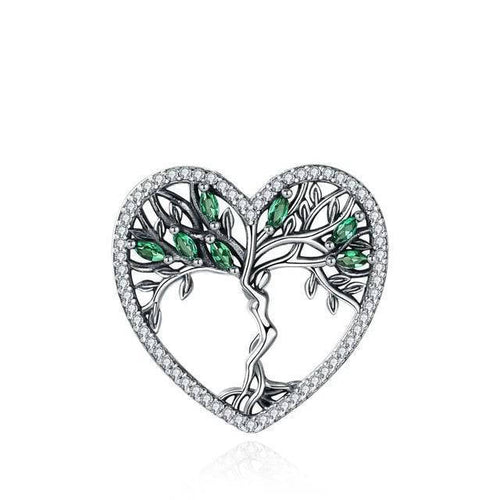 Collier Arbre de Vie : Cœur d’Émeraude en Argent Massif - Bijou Élégant et Symbolique