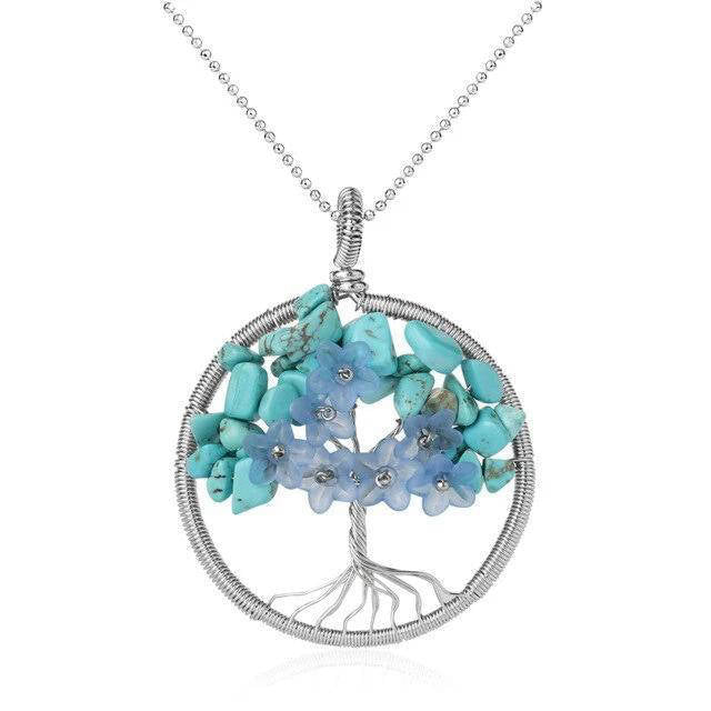 Collier Arbre de Vie avec Pierre Naturelle