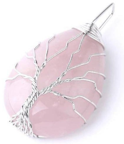 Collier Arbre de Vie Quartz Rose - Énergie Positive et Harmonie
