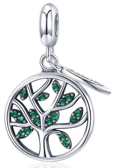 Collier Arbre de Vie Joyaux Verts en Argent Massif