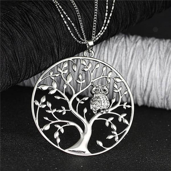 Pendentif Arbre de Vie Chouette Dorée