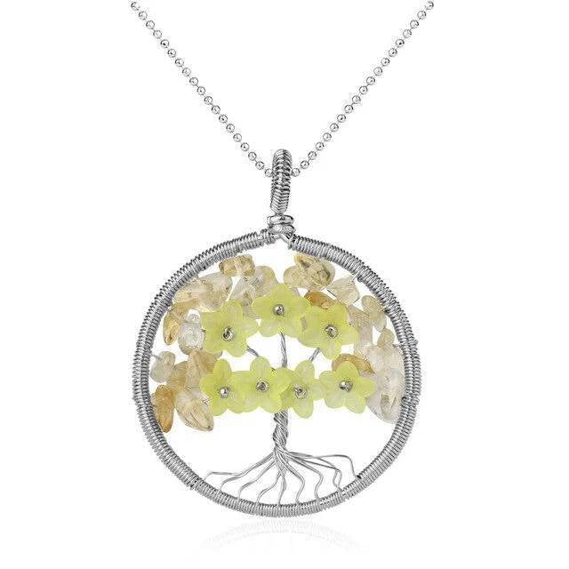 Collier Arbre de Vie avec Pierre Naturelle