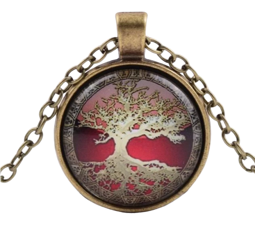 Collier Arbre de Vie Rouge : Éclat de Nature, Élégance Intemporelle