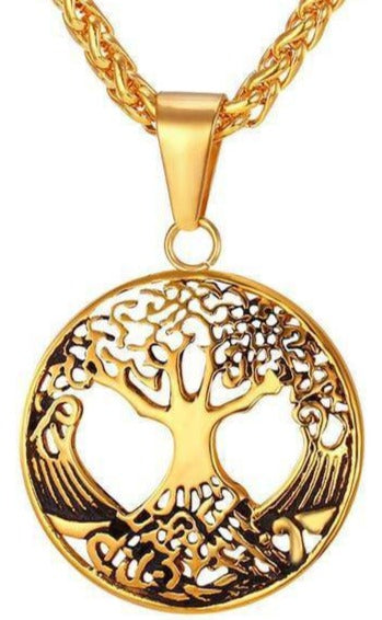 Collier Arbre de Vie Divin Or en Acier Inoxydable