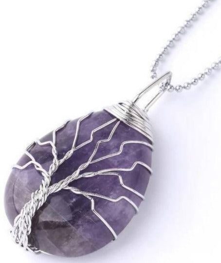 Collier Arbre de Vie Améthyste en Argent