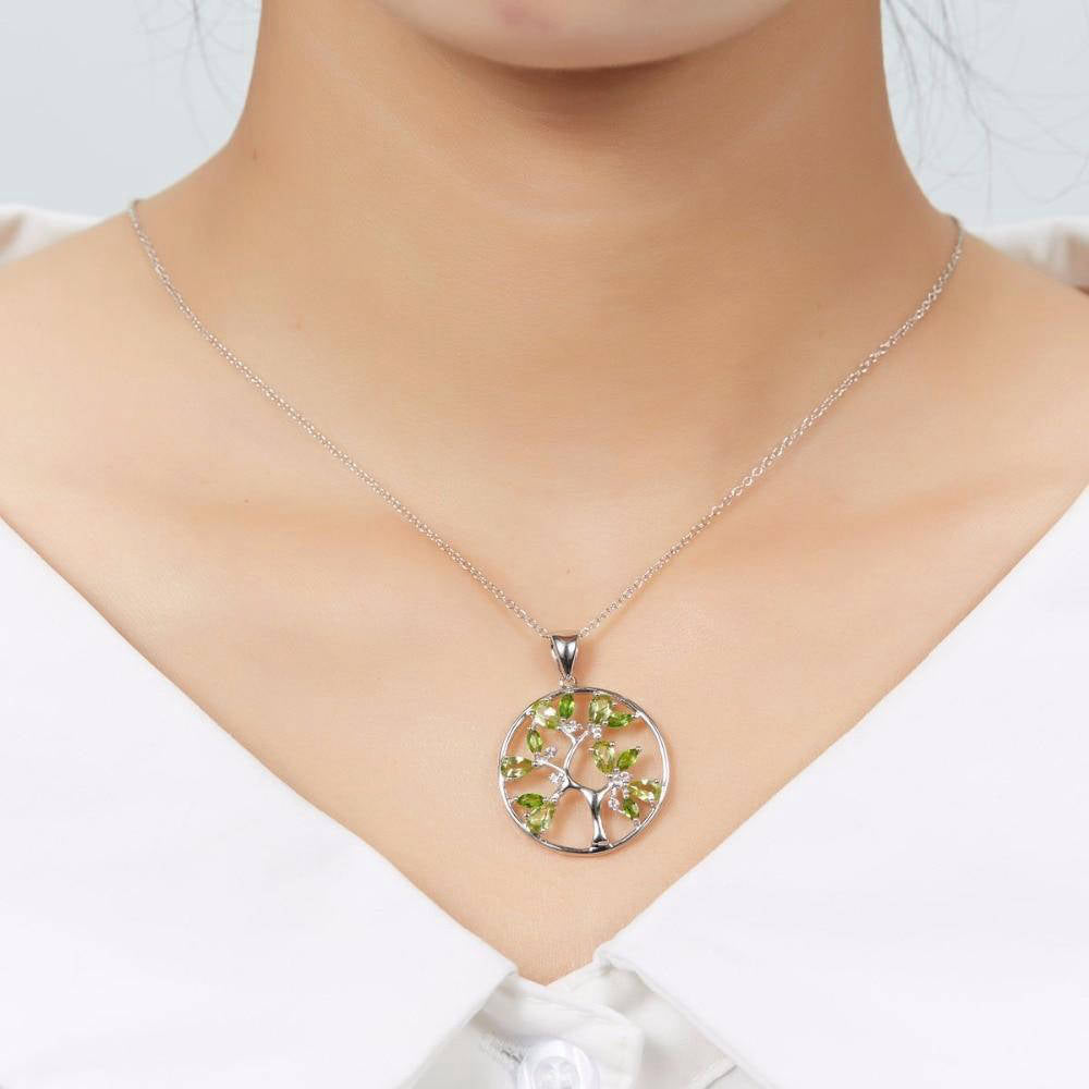 Collier Arbre de Vie Élégance - Bijou en Argent Sterling avec Topazes Naturelles