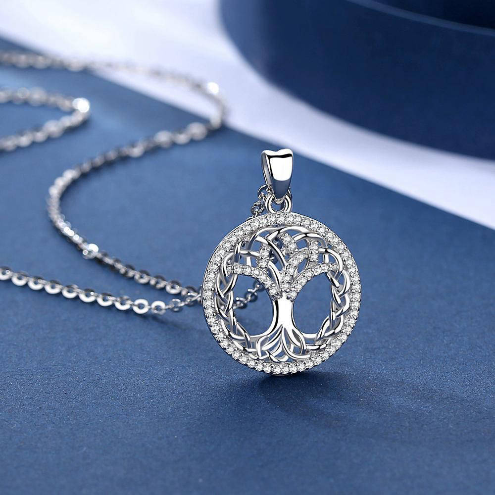 Pendentif Arbre de Vie Argent et Cristal - Bijou d'Élégance et Symbolisme