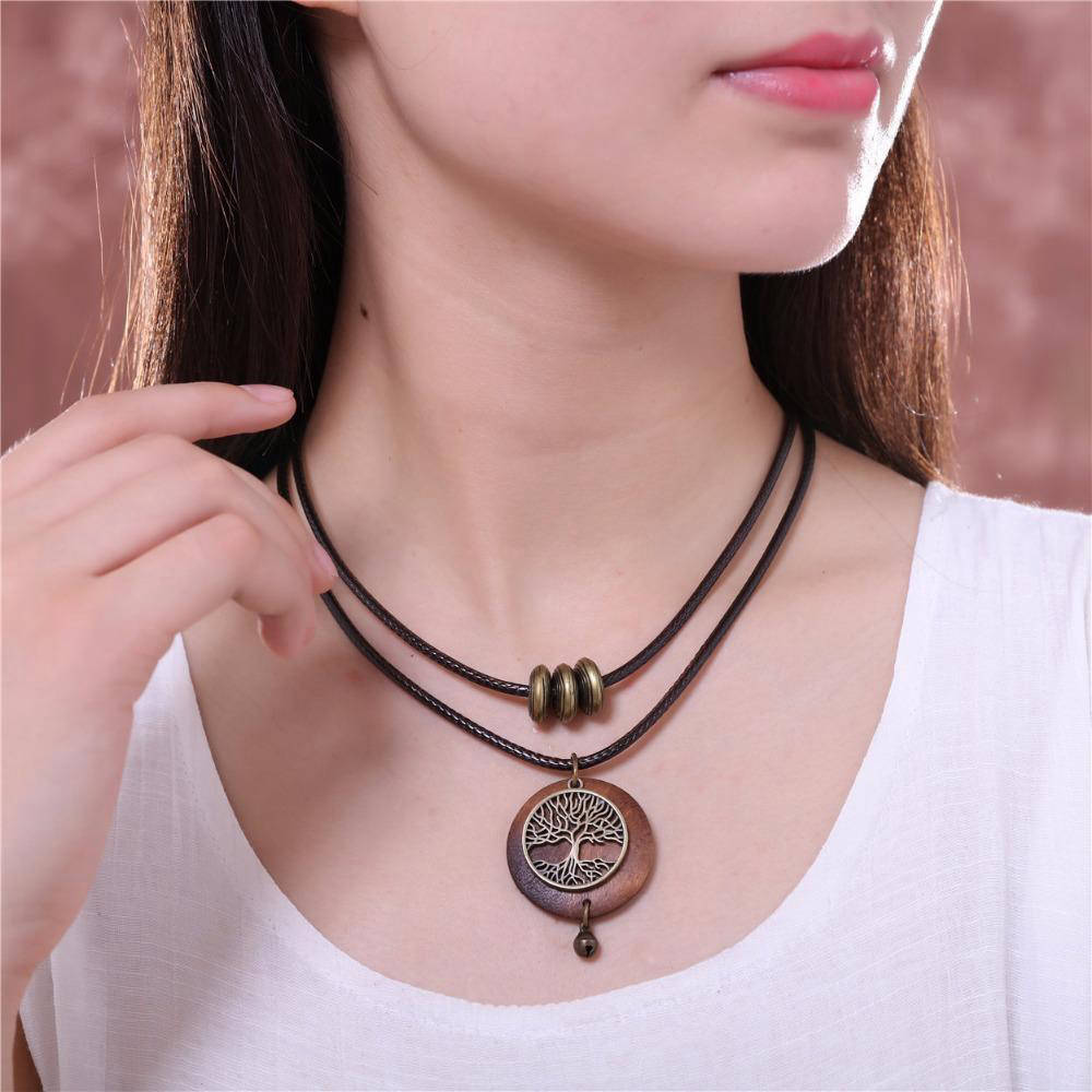 Collier Arbre de Vie en Bois Naturel