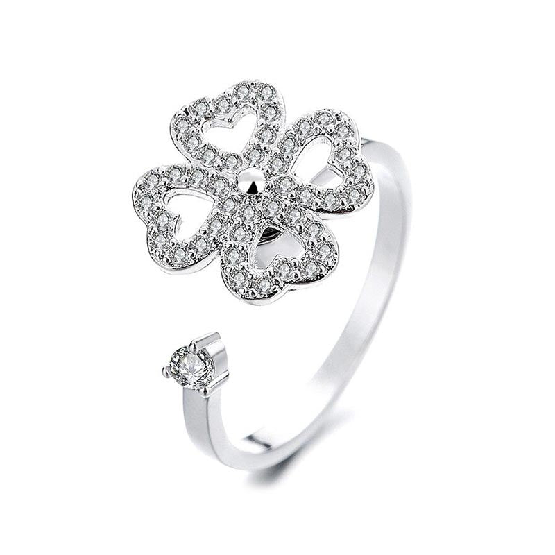 Bague d'Anxiété Trèfle Rotatif - Soulagement et Élégance