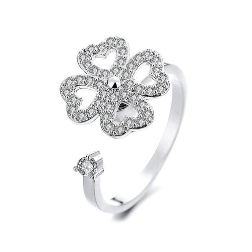 Bague d'Anxiété Trèfle Rotatif - Soulagement et Élégance