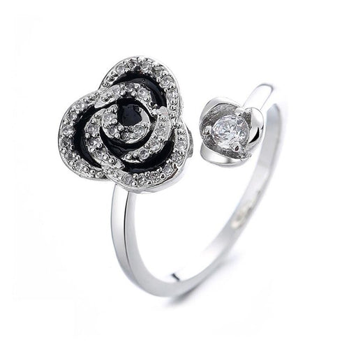 Bague anti-anxiété Noir Rose élégante