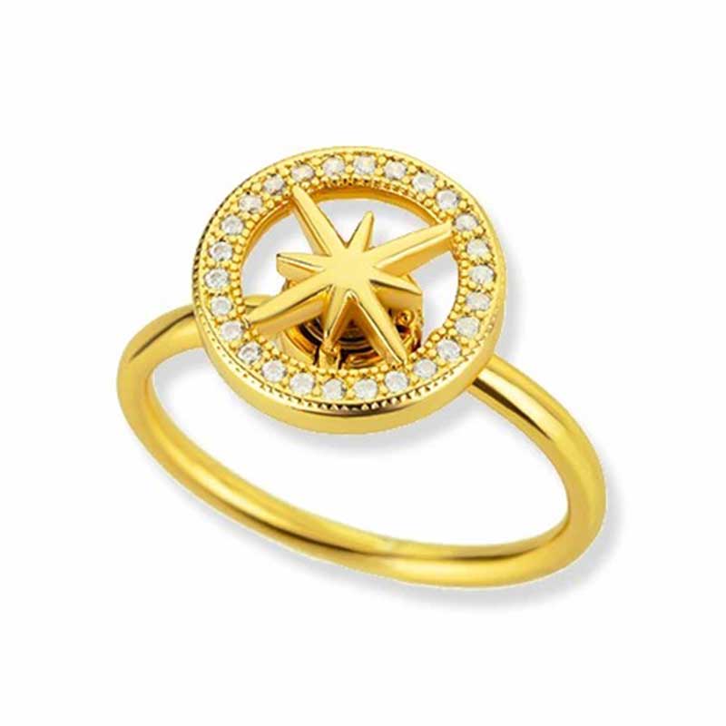 Bague Anti-Stress Boussole en Acier Inoxydable