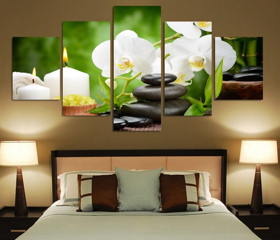 Tableau Zen Bougies Galets - Ambiance Relaxante et Élégance Naturelle