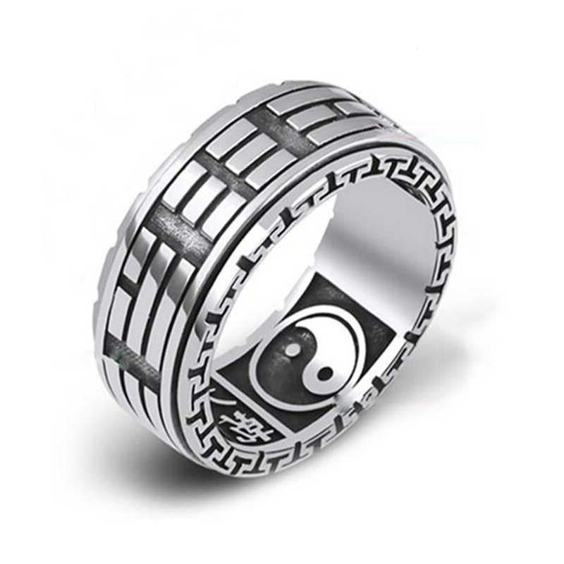 Bague Anti-Stress en Argent avec Signe Chinois