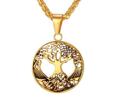 Collier Arbre de Vie Divin Or en Acier Inoxydable