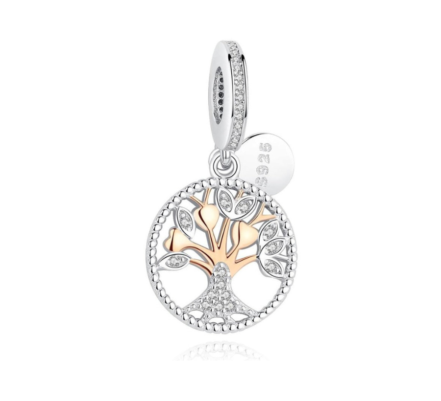 Collier Arbre de Vie Fleurs Dorées en Argent et Or