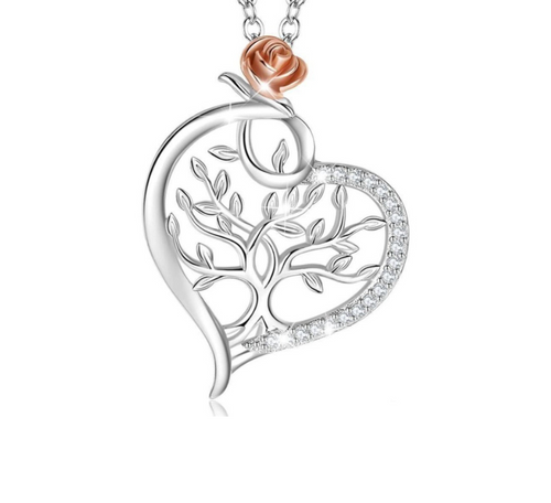 Pendentif Arbre de Vie Coeur de Rose