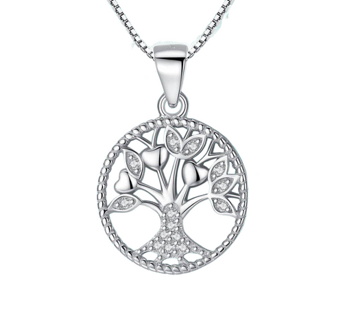Pendentif Arbre de Vie Cœur en Argent Massif