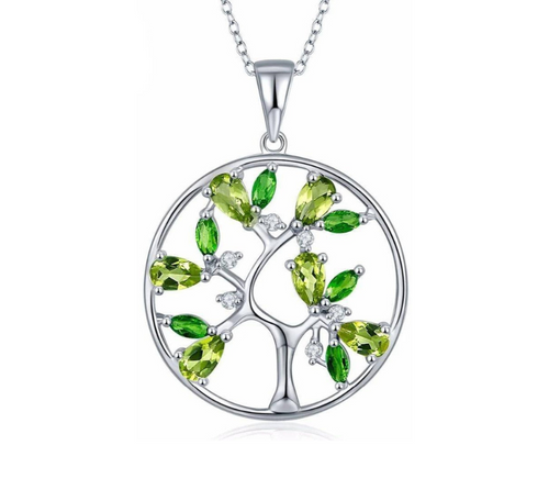 Collier Arbre de Vie Élégance - Bijou en Argent Sterling avec Topazes Naturelles