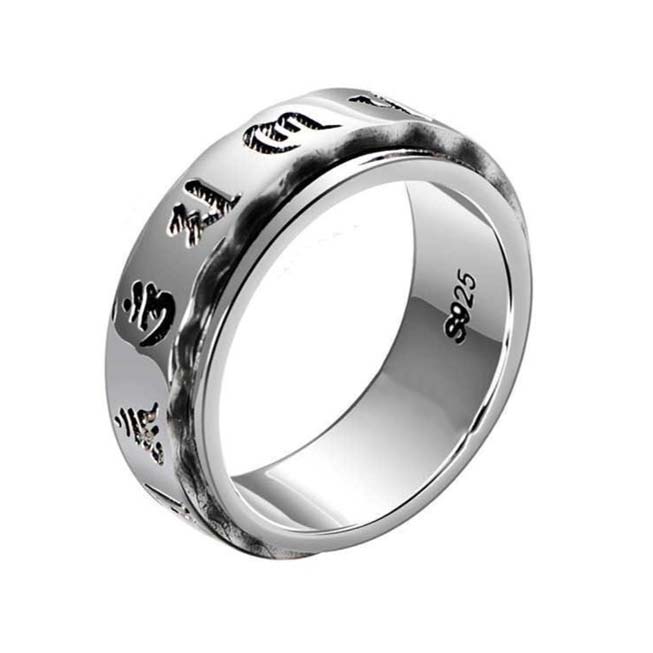 Bague Anti-Stress Tibétaine en Argent