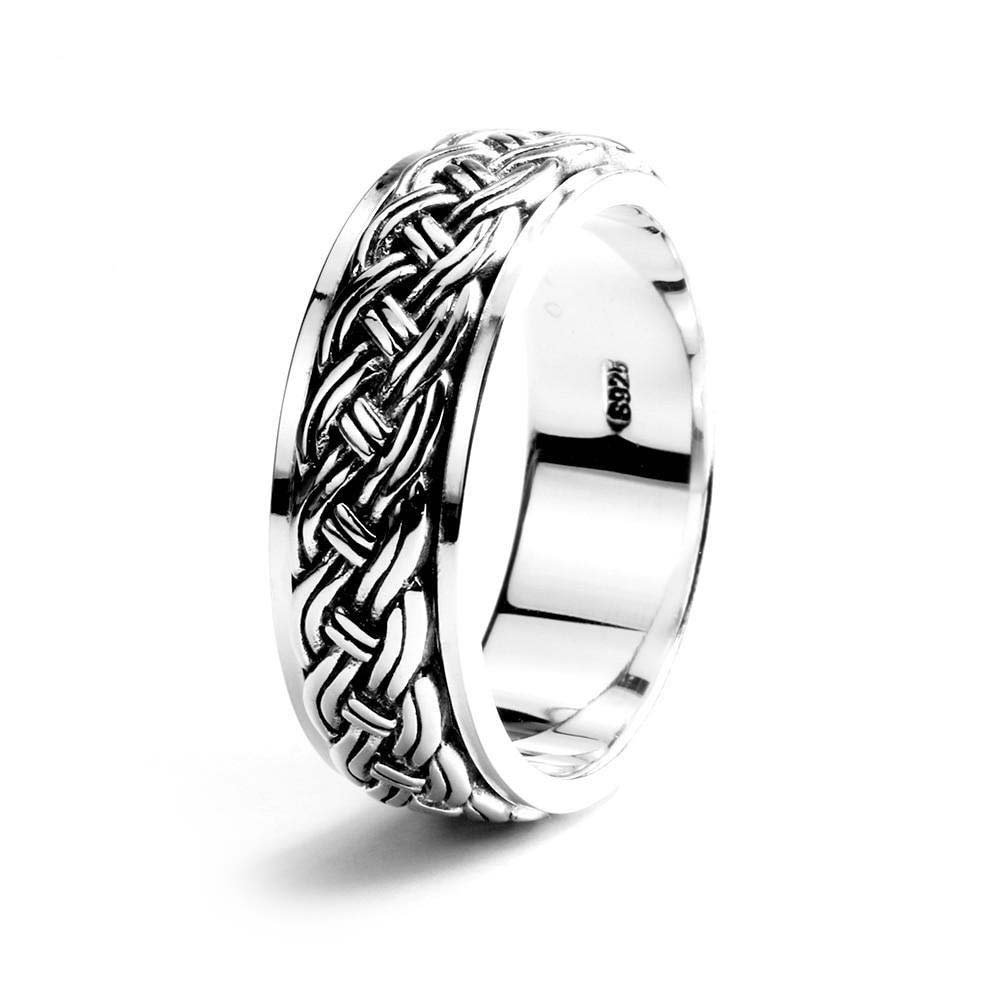 Bague Anti-Stress Anneau Tressé (Argent)
