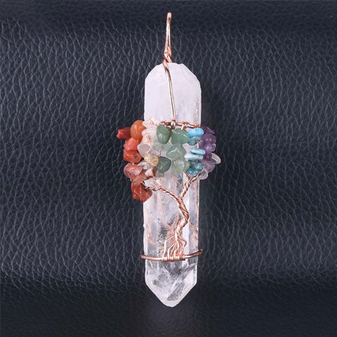 Pendentif Arbre de Vie en Cristal de Roche Naturel