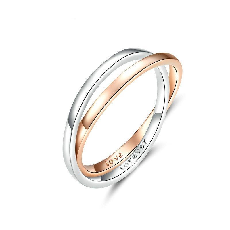 Bague Anti-Stress 2 Anneaux Croisés Argent - Élégance et Sérénité