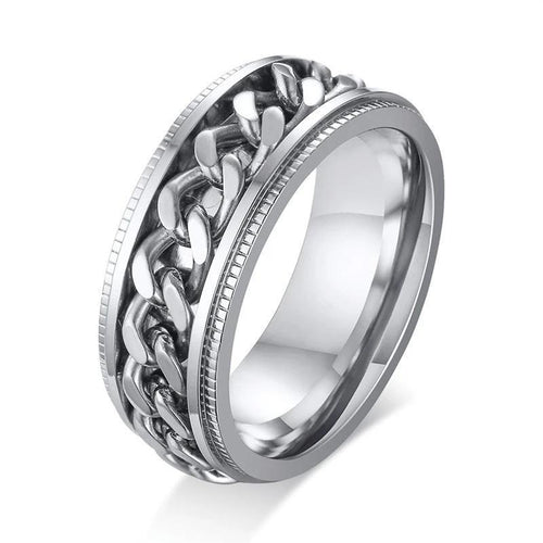 Bague Anti-Stress Chaîne Tournante en Argent