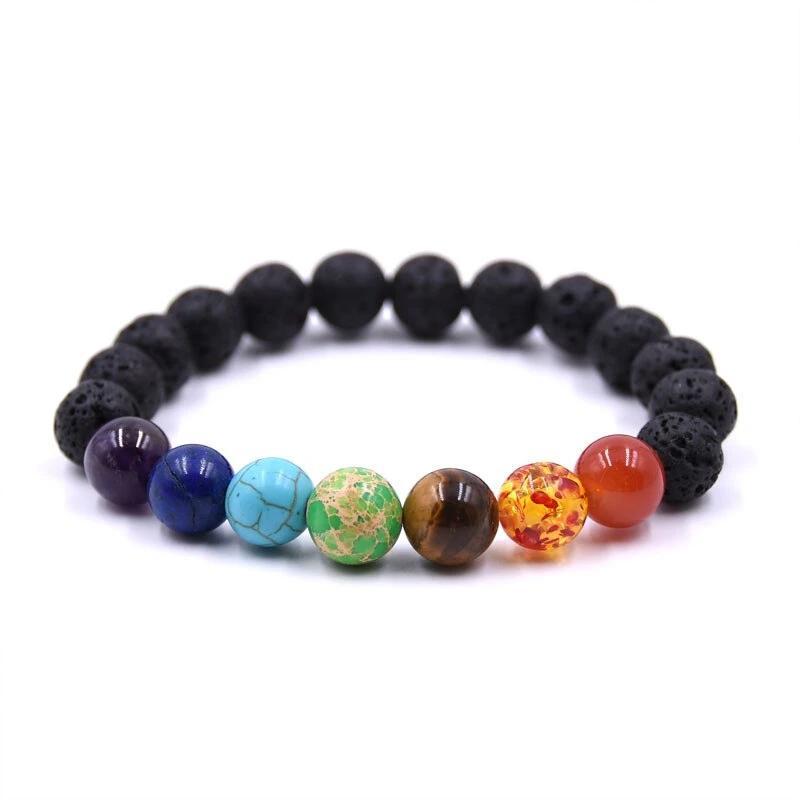 Bracelet Anti-Stress 7 Chakras Équilibrant en Pierre Naturelle
