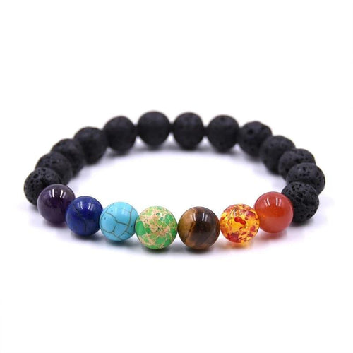 Bracelet Anti-Stress 7 Chakras Équilibrant en Pierre Naturelle