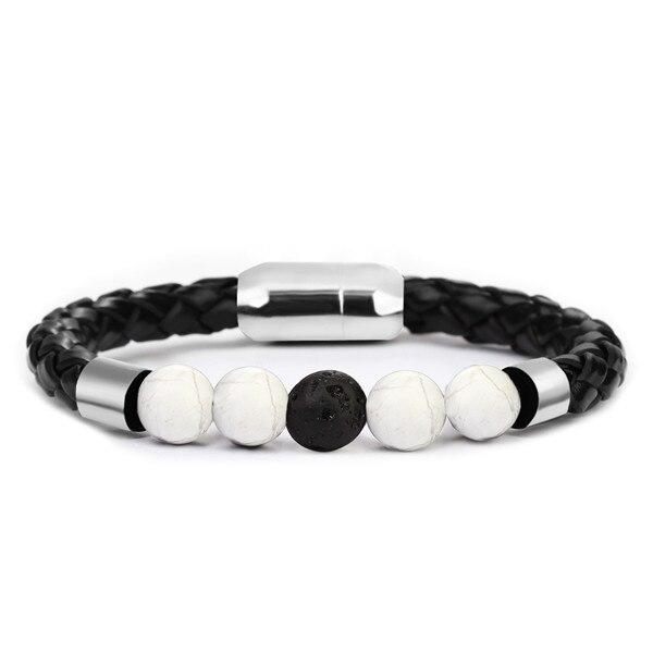 Bracelet Anti-Stress Cuir Tressé Howlite