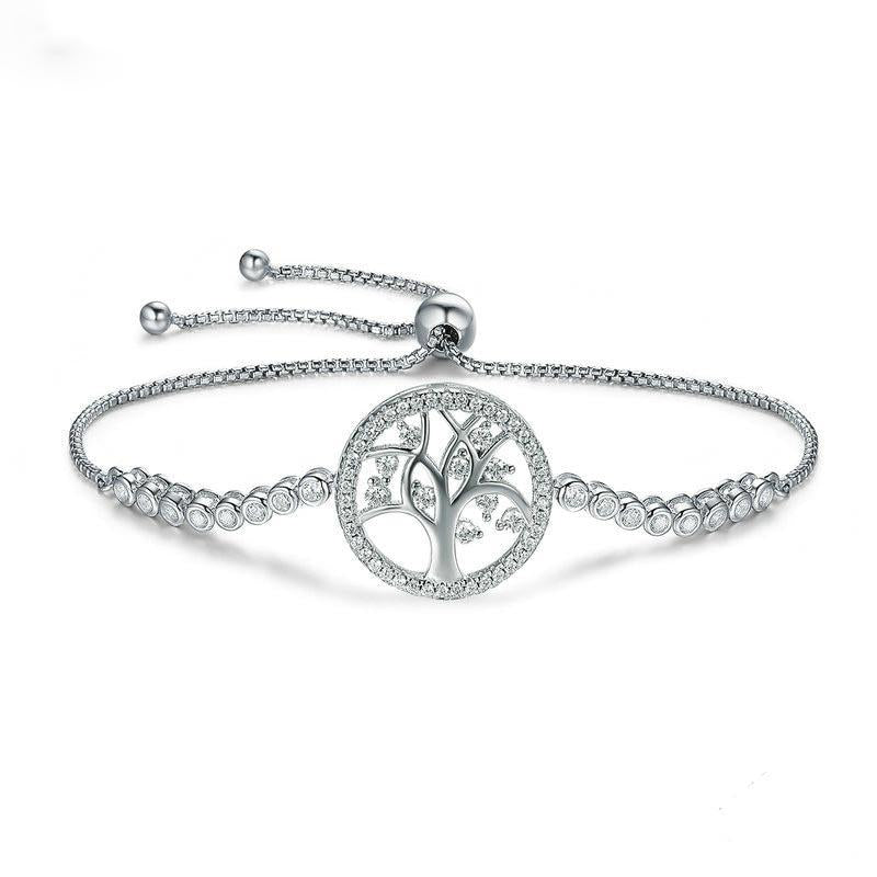 Bracelet Arbre de Vie en Argent/Platine - Symbole d'Équilibre et de Protection