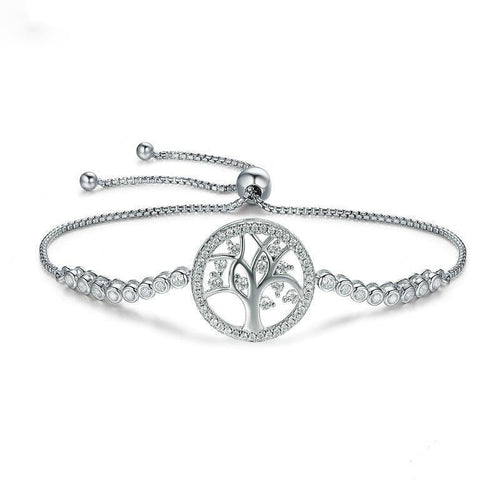 Bracelet Arbre de Vie en Argent/Platine - Symbole d'Équilibre et de Protection
