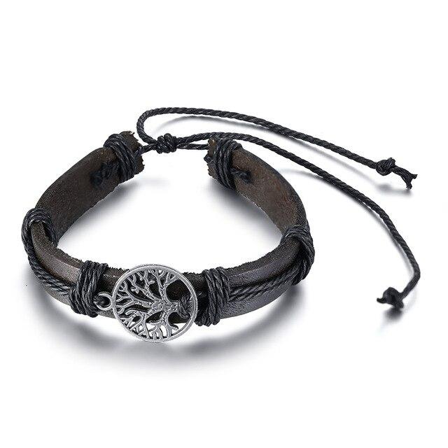 Bracelet Cuir Arbre de Vie Anti-Stress : Élégance et Bien-être Réunis