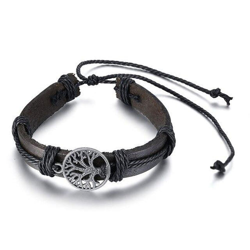 Bracelet Cuir Arbre de Vie Anti-Stress : Élégance et Bien-être Réunis