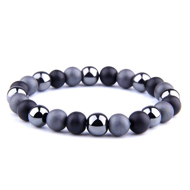 Bracelet Anti-Stress en Obsidienne Noire et Hématite