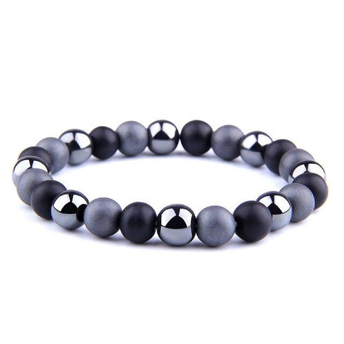 Bracelet Anti-Stress en Obsidienne Noire et Hématite