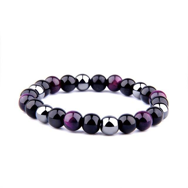 Bracelet Anti-Stress Élégant : Hématite et Agate Violette